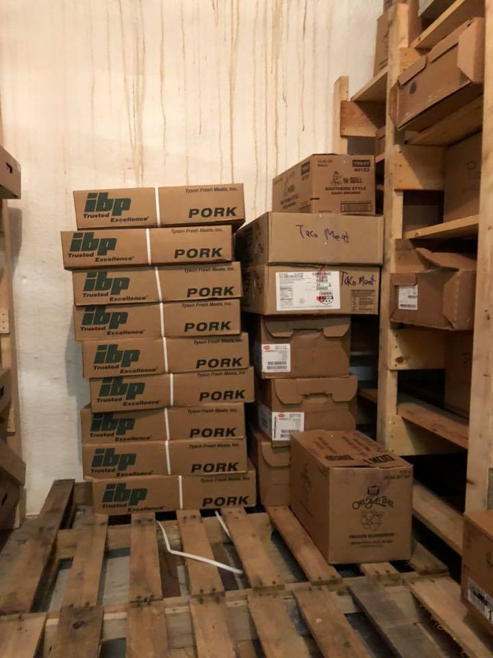 Boxes stored in freezer